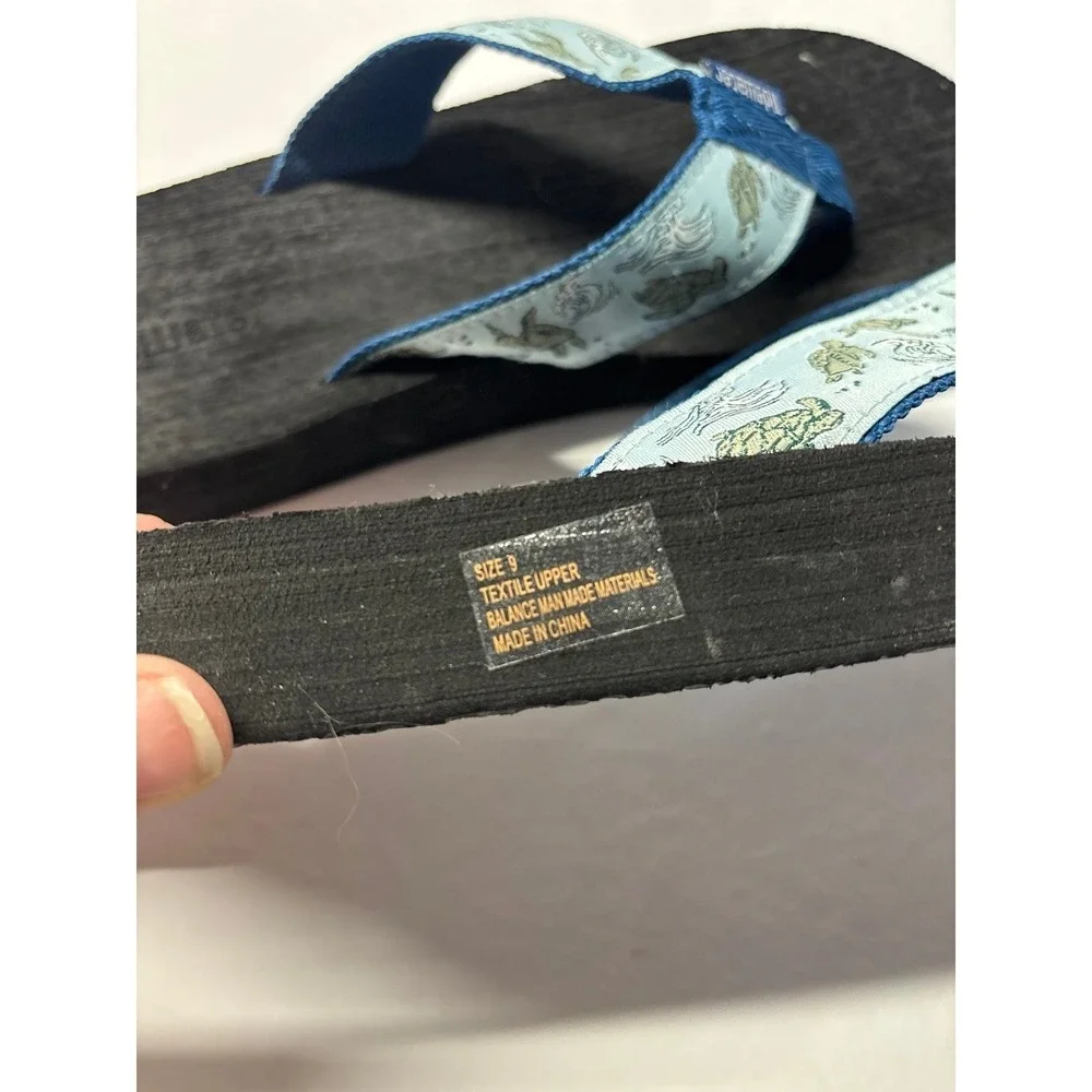 Tidewater Sandals Ocean Legends turtle flip flops (Sz. 9) - Picture 7 of 11